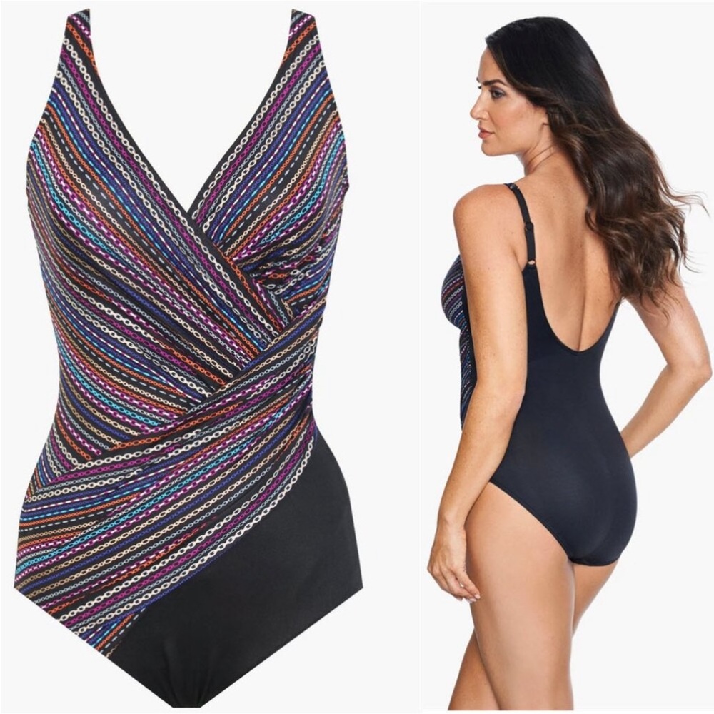 Miraclesuit Oceanus One-Piece Shimmer Links Colorblock Swimsuit - Picture 3 of 12